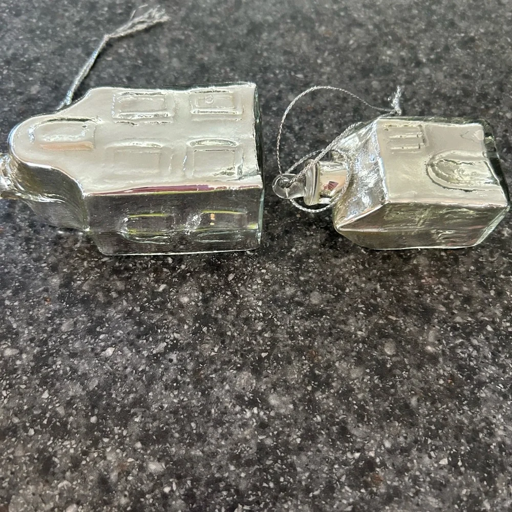 Crate& Barrel Two Mercury Village Ornaments